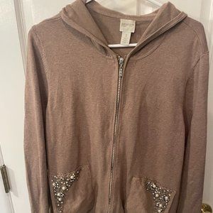 Chico's Zenergy -- XL (3) -- cotton-cashmere hoodie with plenty of bling